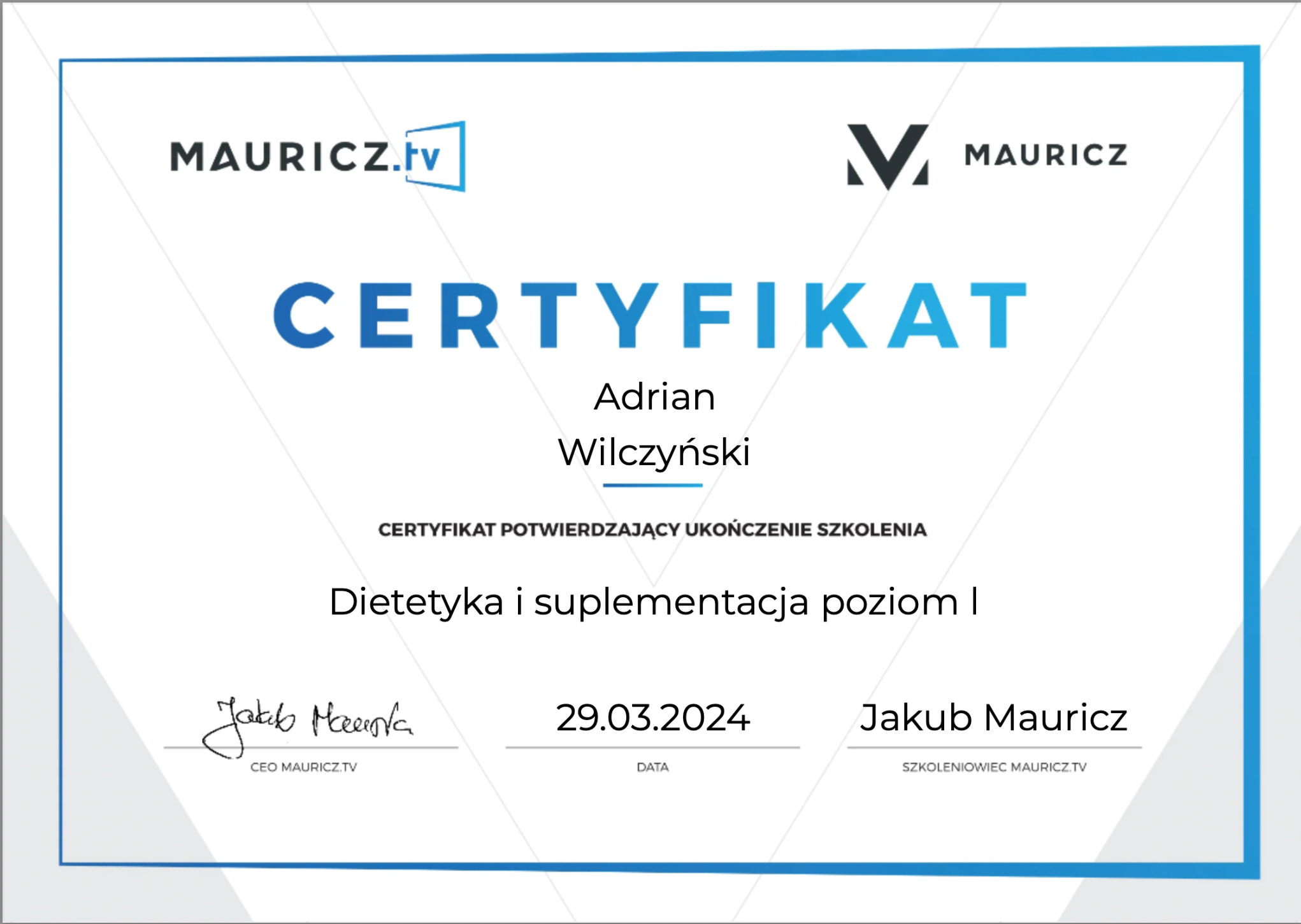 Dietetyka i Suplementacja poziom I